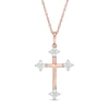 Thumbnail Image 0 of 0.145 CT. T.W. Diamond Clover Cross Pendant in 10K Rose Gold