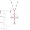 Thumbnail Image 3 of 0.145 CT. T.W. Diamond Clover Cross Pendant in 10K Rose Gold