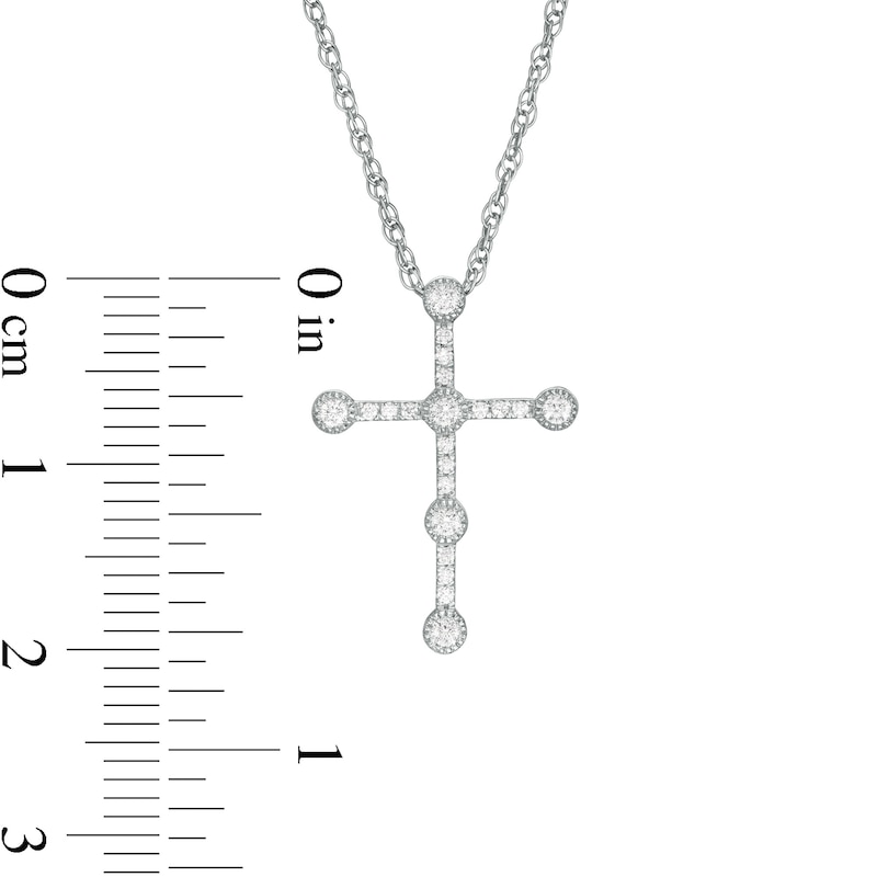 0.145 CT. T.W. Diamond Vintage-Style Cross Pendant in 10K White Gold