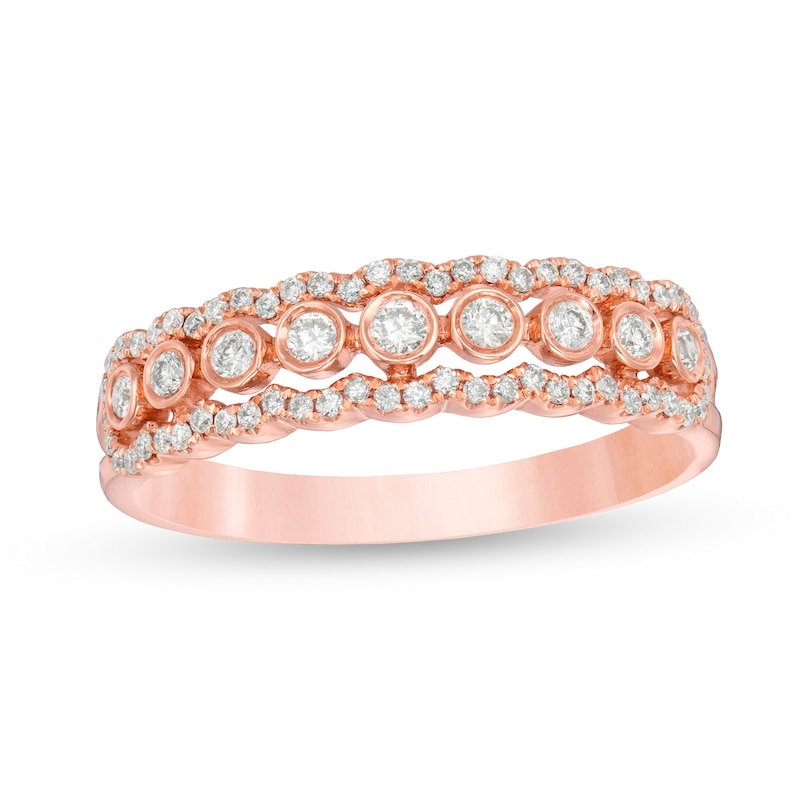 0.30 CT. T.W. Diamond Multi-Row Anniversary Band in 14K Rose Gold