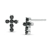 Thumbnail Image 1 of 0.29 CT. T.W. Black Diamond Cross Stud Earrings in 10K White Gold