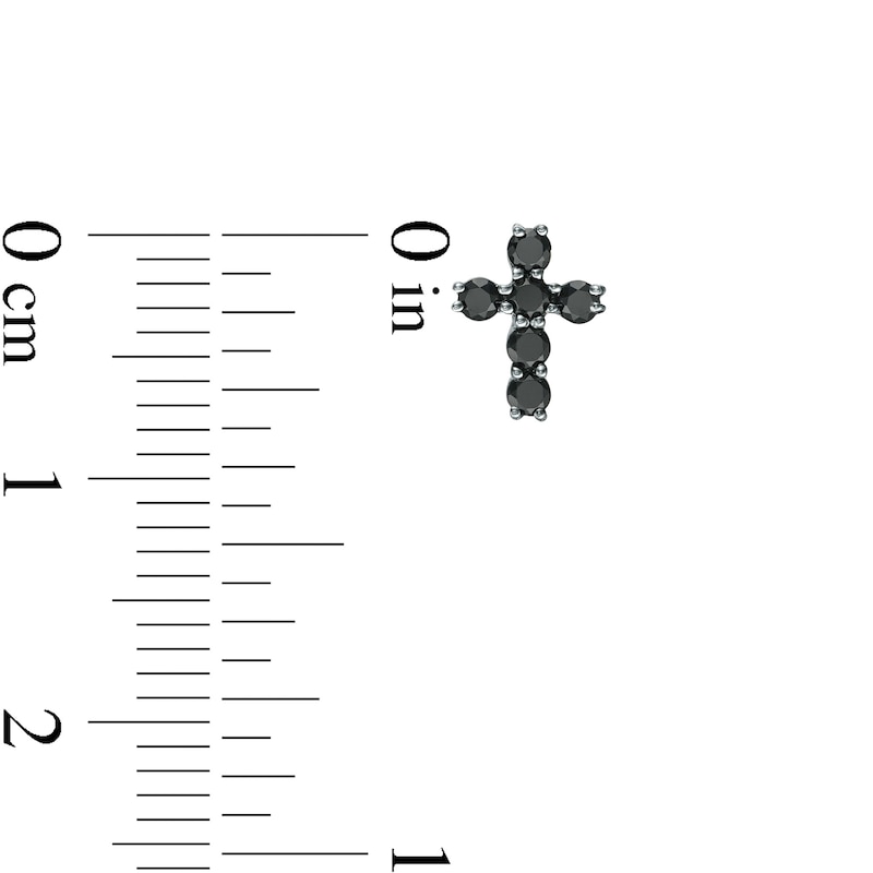 Main Image 3 of 0.29 CT. T.W. Black Diamond Cross Stud Earrings in 10K White Gold