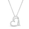 Thumbnail Image 1 of 0.065 CT. T.W. Diamond Double Side Tilted Heart Pendant in Sterling Silver