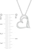 Thumbnail Image 3 of 0.065 CT. T.W. Diamond Double Side Tilted Heart Pendant in Sterling Silver