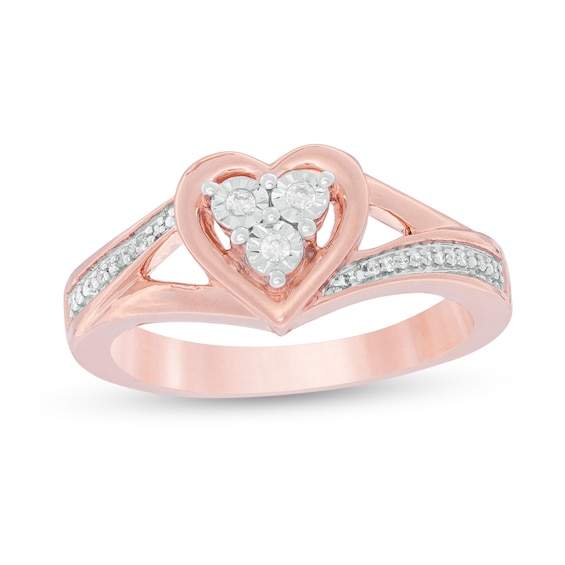 0.13 CT. T.W. Diamond Ribbon Promise Ring in 10K Rose Gold