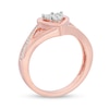 0.04 CT. T.W. Diamond Heart Split Shank Promise Ring in Sterling Silver and 14K Rose Gold Plate