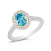 Thumbnail Image 0 of Enchanted Disney Jasmine Oval Swiss Blue Topaz and 0.23 CT. T.W. Diamond Frame Engagement Ring in 14K Two-Tone Gold