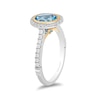 Thumbnail Image 1 of Enchanted Disney Jasmine Oval Swiss Blue Topaz and 0.23 CT. T.W. Diamond Frame Engagement Ring in 14K Two-Tone Gold