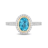 Thumbnail Image 2 of Enchanted Disney Jasmine Oval Swiss Blue Topaz and 0.23 CT. T.W. Diamond Frame Engagement Ring in 14K Two-Tone Gold