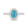 Thumbnail Image 3 of Enchanted Disney Jasmine Oval Swiss Blue Topaz and 0.23 CT. T.W. Diamond Frame Engagement Ring in 14K Two-Tone Gold