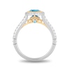 Thumbnail Image 3 of Enchanted Disney Jasmine Oval Swiss Blue Topaz and 0.23 CT. T.W. Diamond Frame Engagement Ring in 14K Two-Tone Gold