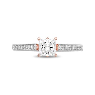 Enchanted Disney Princess 0.95 CT. T.W. Princess-Cut Diamond Engagement Ring in 14K Two-Tone Gold