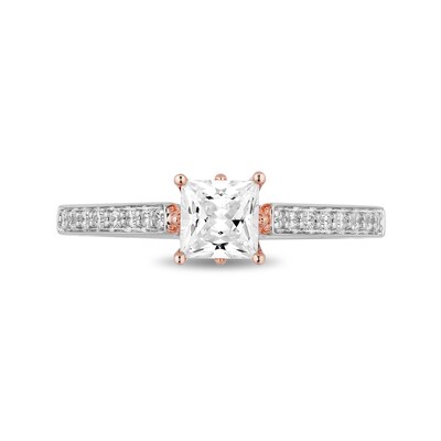Enchanted Disney Princess 0.95 CT. T.W. Princess-Cut Diamond Engagement Ring in 14K Two-Tone Gold