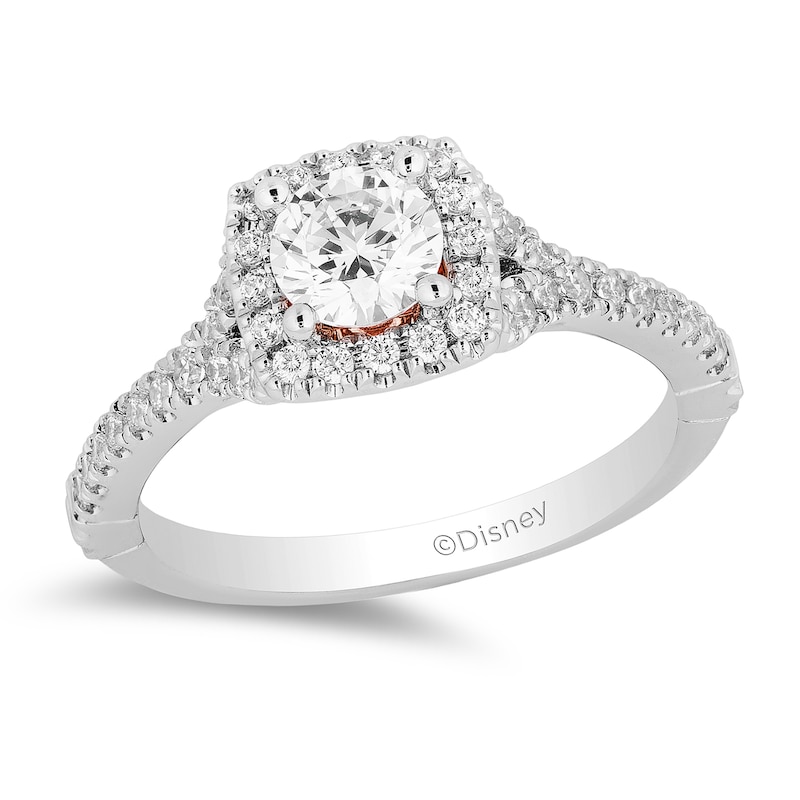 Enchanted Disney Ariel 0.69 CT. T.W. Diamond Cushion Frame Engagement Ring in 14K Two-Tone Gold