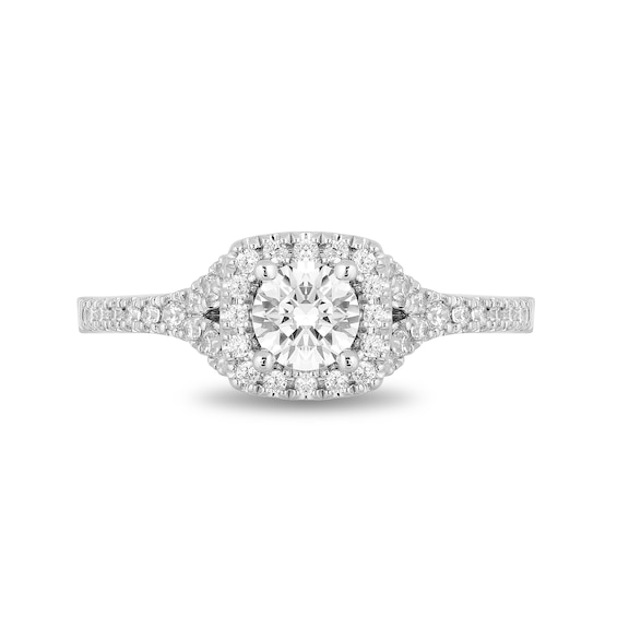 Enchanted Disney Ariel 0.69 CT. T.W. Diamond Cushion Frame Engagement Ring in 14K Two-Tone Gold