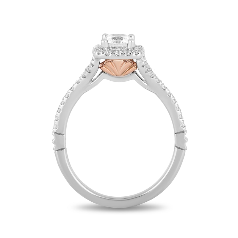 Enchanted Disney Ariel 0.69 CT. T.W. Diamond Cushion Frame Engagement Ring in 14K Two-Tone Gold