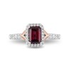 Thumbnail Image 3 of Enchanted Disney Mulan Emerald-Cut Rhodolite Garnet and 0.45 CT. T.W. Diamond Frame Engagement Ring in 14K Two-Tone Gold