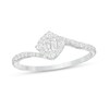 0.25 CT. T.W. Baguette and Round Diamond Tilted Cushion Frame Bypass Ring in 10K White Gold