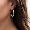 Thumbnail Image 1 of Italian Gold 30.0mm Multi-Finish Collar Hoop Earrings in 14K Gold