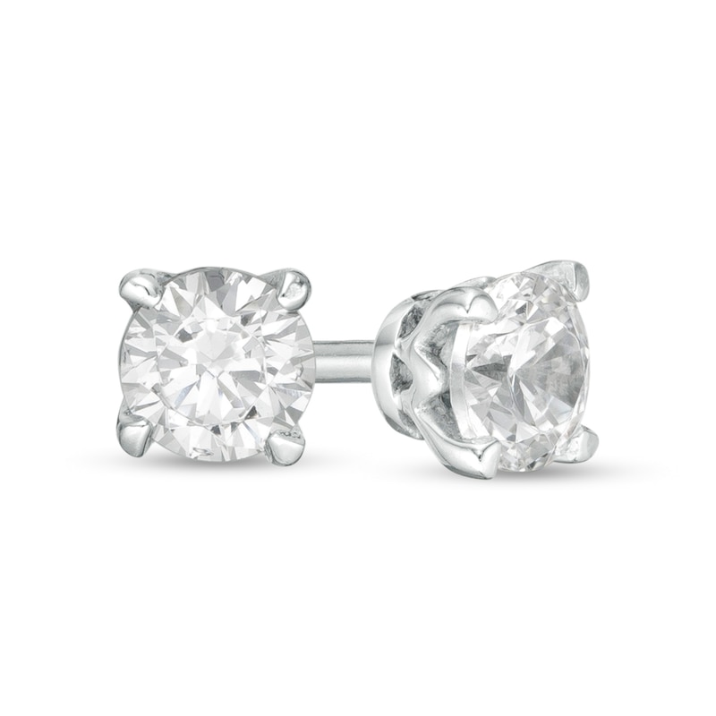 Main Image 1 of Trouvaille Collection 0.33 CT. T.W. DeBeers®-Graded Diamond Solitaire Stud Earrings in 14K White Gold (F/I1)
