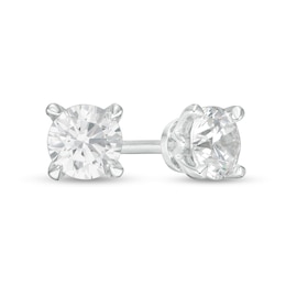 Trouvaille Collection 0.50 CT. T.W. DeBeers®-Graded Diamond Solitaire Stud Earrings in 14K White Gold (F/I1)