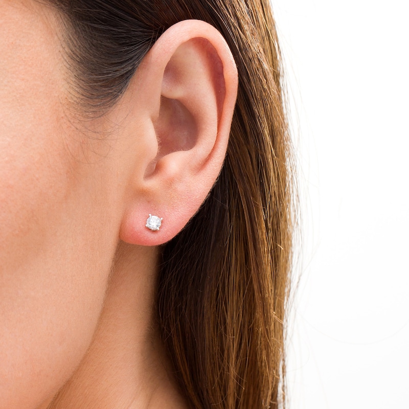 Main Image 2 of Trouvaille Collection 0.50 CT. T.W. DeBeers®-Graded Diamond Solitaire Stud Earrings in 14K White Gold (F/I1)