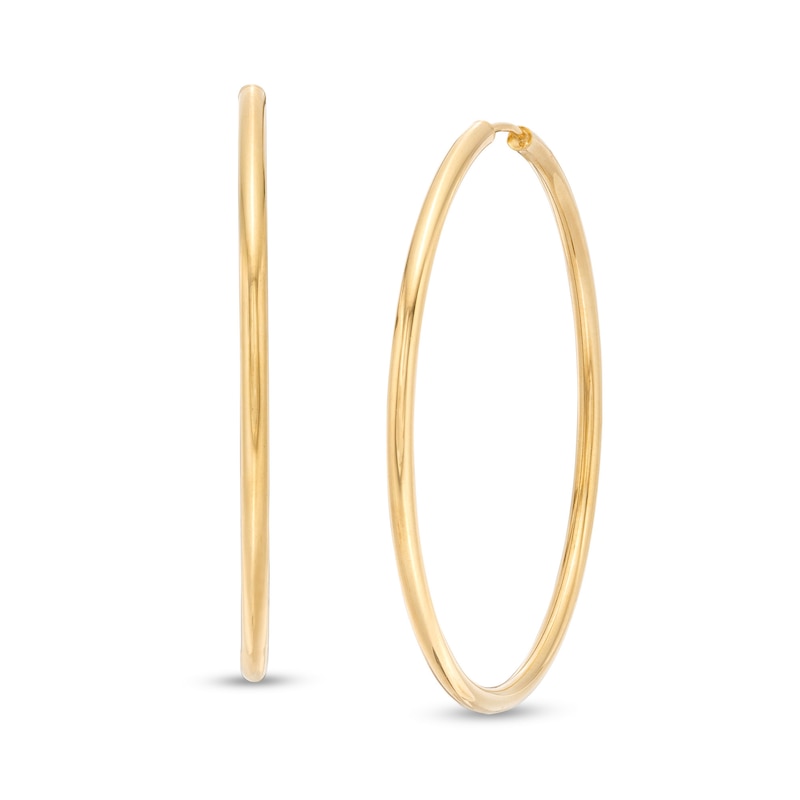 Italian Gold 40.0mm Continuous Tube Hoop Earrings in 14K Gold|Peoples Jewellers