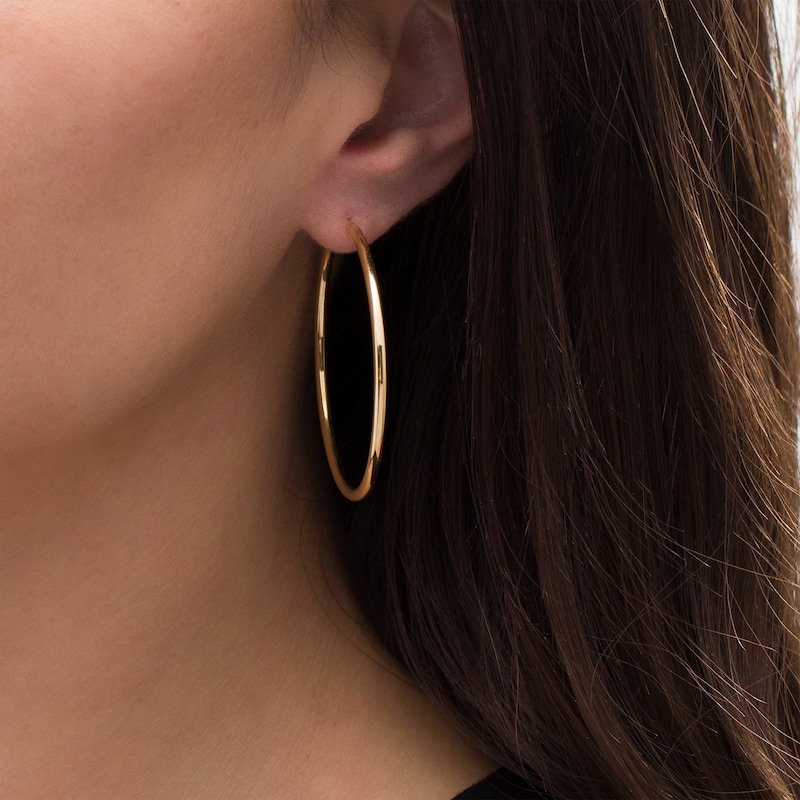 Italian Gold 40.0mm Continuous Tube Hoop Earrings in 14K Gold