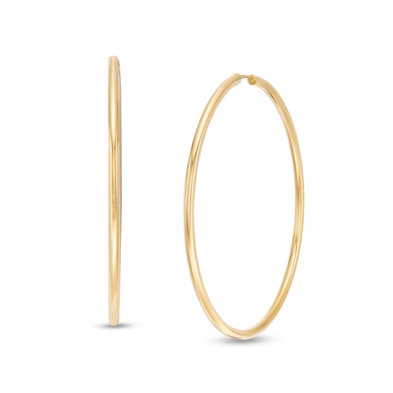 Italian Gold 50.0mm Continuous Tube Hoop Earrings in 14K Gold
