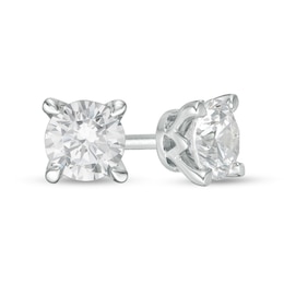 Trouvaille Collection 1.00 CT. T.W. DeBeers®-Graded Diamond Solitaire Stud Earrings in 14K White Gold (F/I1)