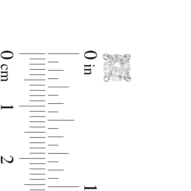 Main Image 3 of Trouvaille Collection 1.00 CT. T.W. DeBeers®-Graded Diamond Solitaire Stud Earrings in 14K White Gold (F/I1)