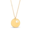 Cut-Out Paw Print Disc Necklace in 10K Gold