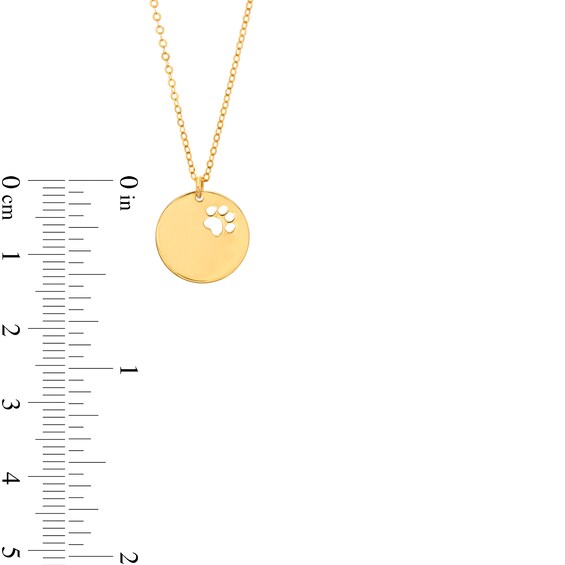 Cut-Out Paw Print Disc Necklace in 10K Gold