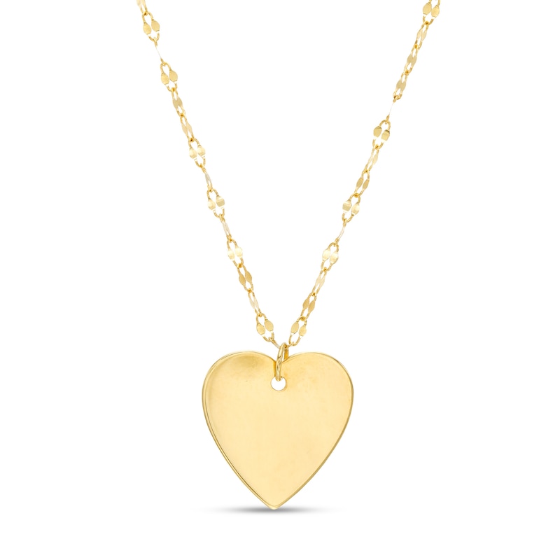 Polished Heart Disc Necklace in 10K Gold|Peoples Jewellers