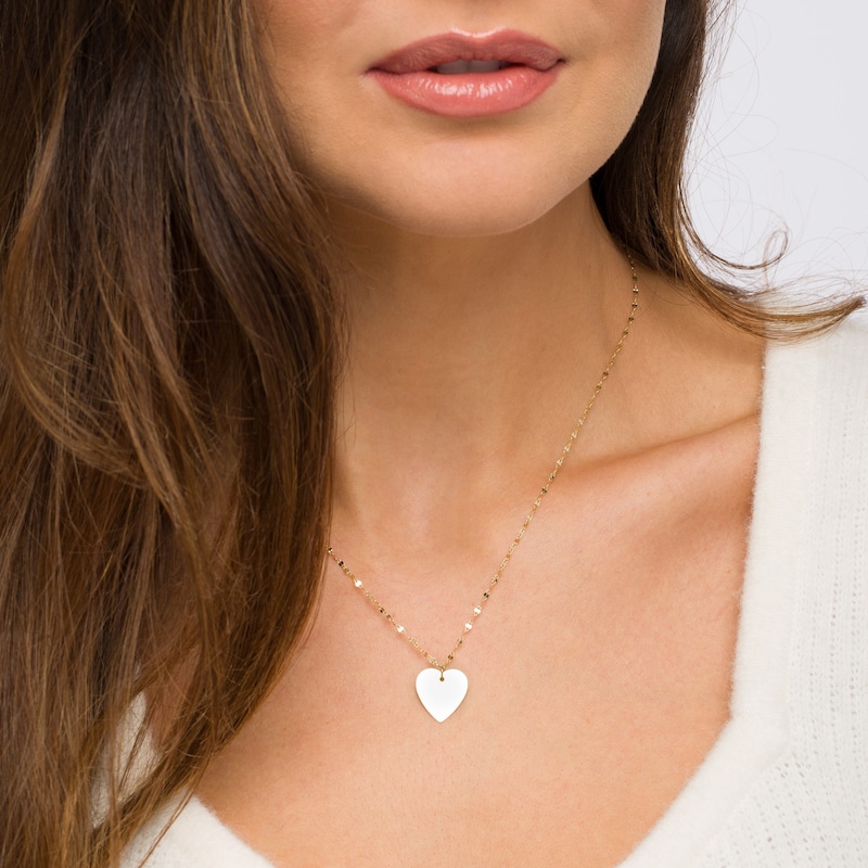 Polished Heart Disc Necklace in 10K Gold