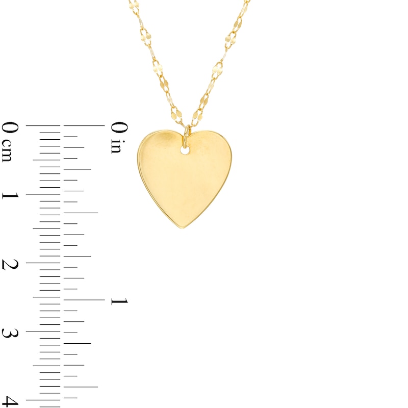 Polished Heart Disc Necklace in 10K Gold