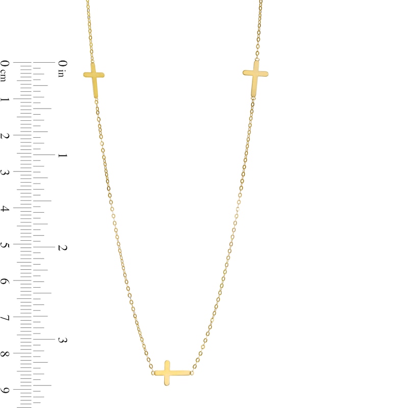 Main Image 3 of Triple Cross Station Necklace in 10K Gold