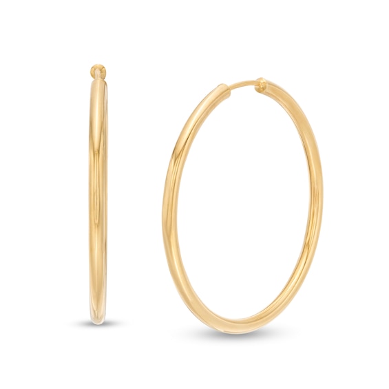Italian Gold 30.0mm Continuous Tube Hoop Earrings in 14K Gold