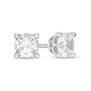 Trouvaille Collection 1.50 CT. T.W. Certified Diamond Solitaire Stud Earrings in 14K White Gold (F/I1)