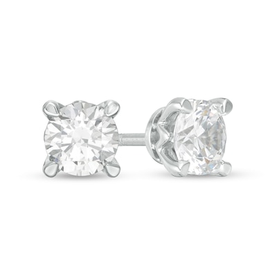 Trouvaille Collection 1.50 CT. T.W. Certified Diamond Solitaire Stud Earrings in 14K White Gold (F/I1)