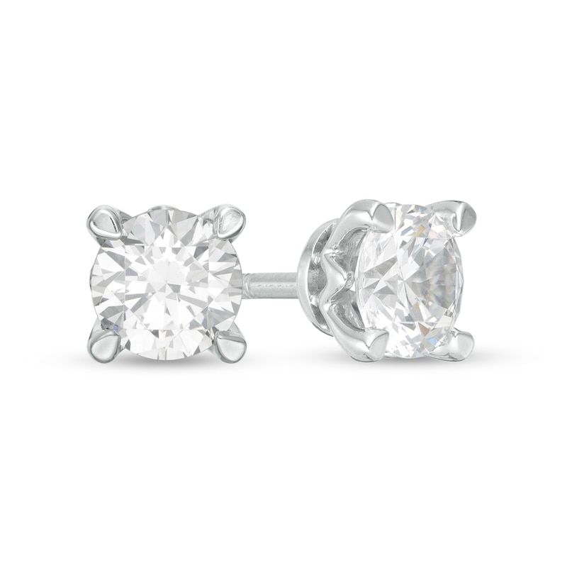 Trouvaille Collection 1.50 CT. T.W. Certified Diamond Solitaire Stud Earrings in 14K White Gold (F/I1)