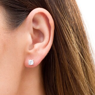 Trouvaille Collection 1.50 CT. T.W. Certified Diamond Solitaire Stud Earrings in 14K White Gold (F/I1)