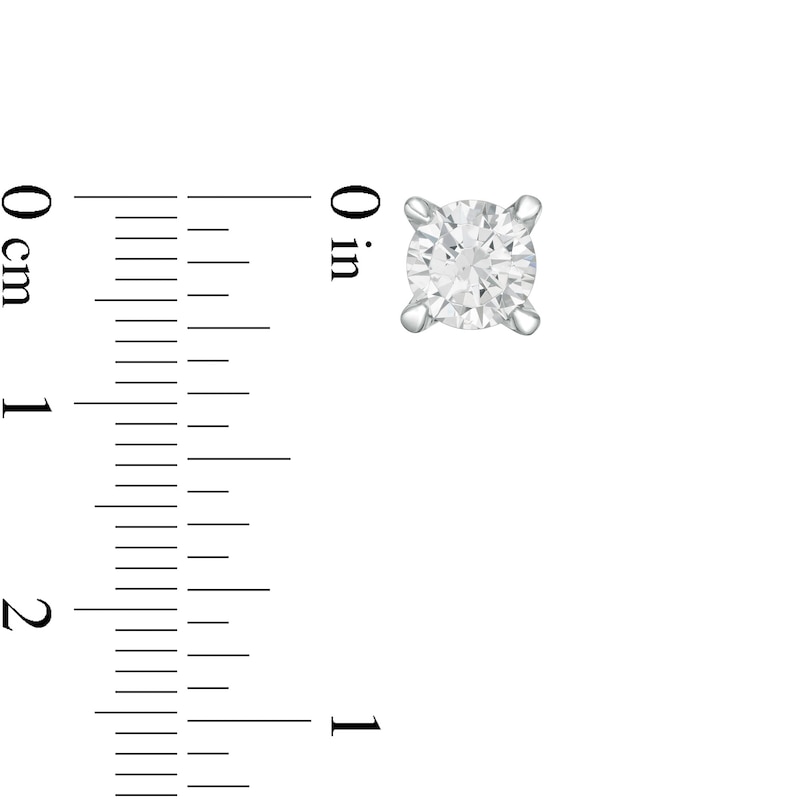 Main Image 3 of Trouvaille Collection 2.00 CT. T.W. DeBeers®-Graded Diamond Solitaire Stud Earrings in 14K White Gold (F/I1)