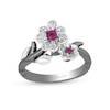 Thumbnail Image 1 of Enchanted Disney Mulan Live Action Rhodolite Garnet and 0.085 CT. T.W. Diamond Flower Ring in Sterling Silver