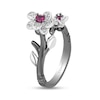 Thumbnail Image 2 of Enchanted Disney Mulan Live Action Rhodolite Garnet and 0.085 CT. T.W. Diamond Flower Ring in Sterling Silver