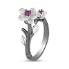 Thumbnail Image 1 of Enchanted Disney Mulan Live Action Rhodolite Garnet and 0.085 CT. T.W. Diamond Flower Ring in Sterling Silver