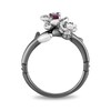 Thumbnail Image 3 of Enchanted Disney Mulan Live Action Rhodolite Garnet and 0.085 CT. T.W. Diamond Flower Ring in Sterling Silver