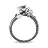 Thumbnail Image 2 of Enchanted Disney Mulan Live Action Rhodolite Garnet and 0.085 CT. T.W. Diamond Flower Ring in Sterling Silver