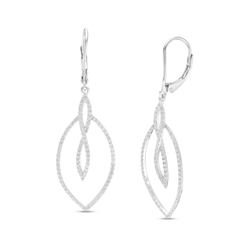 0.50 CT. T.W. Diamond Twist Loop and Marquise Drop Earrings in 10K White Gold