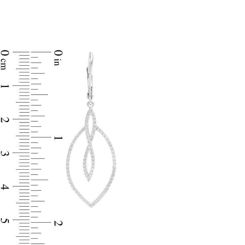 Main Image 3 of 0.50 CT. T.W. Diamond Twist Loop and Marquise Drop Earrings in 10K White Gold